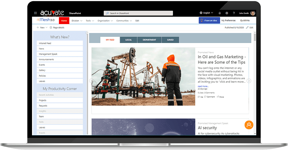 15 SharePoint Intranet Examples and Free Templates - Mesh